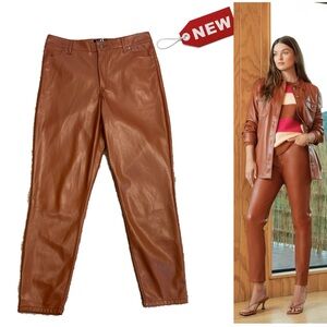 Velvet Heart camel Brown faux leather pleather vegan pants high rise Sz 28 NWT